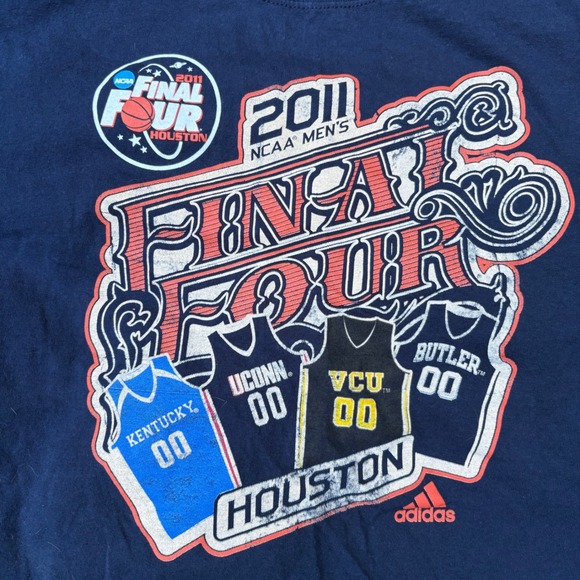 2011 NCAA Men's Final Four Houston Adidas T-Shirt Kentucky UConn VCU Butler - Picture 2 of 6